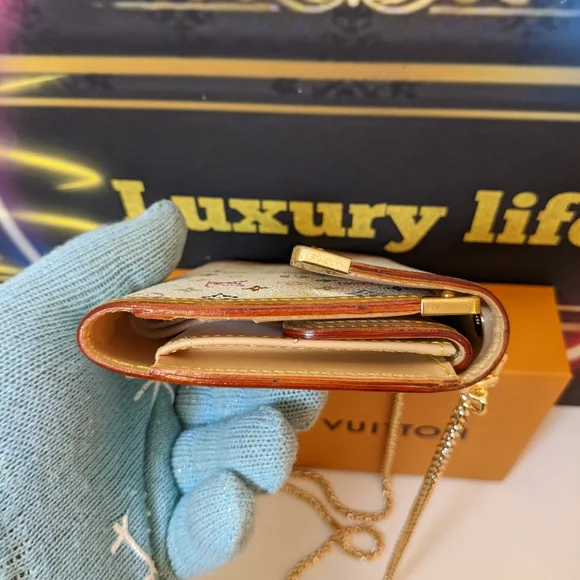 Authentic Louis Vuitton white multicolor Trifold converted to crossbody - Picture 7 of 14